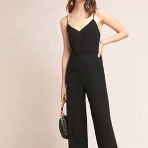 Anthropologie essential slim black jumpsuit size 8 NWT wrinkled from closet